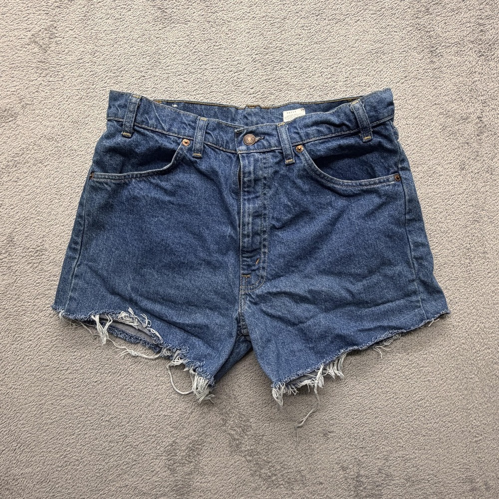 Levis Denim Jean Shorts Mens Measured 31x3 Blue Cutoff Frayed Hem 100%‎ Cotton
